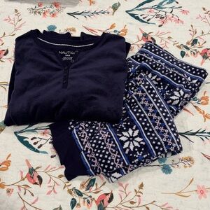 Nautica Women’s Blue & Pink Snowflake Cozy Pajama Set